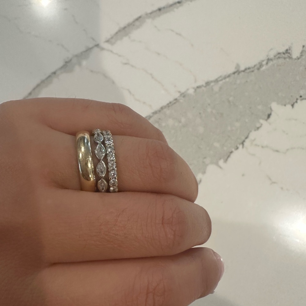 14k solid white gold marquise eternity ring